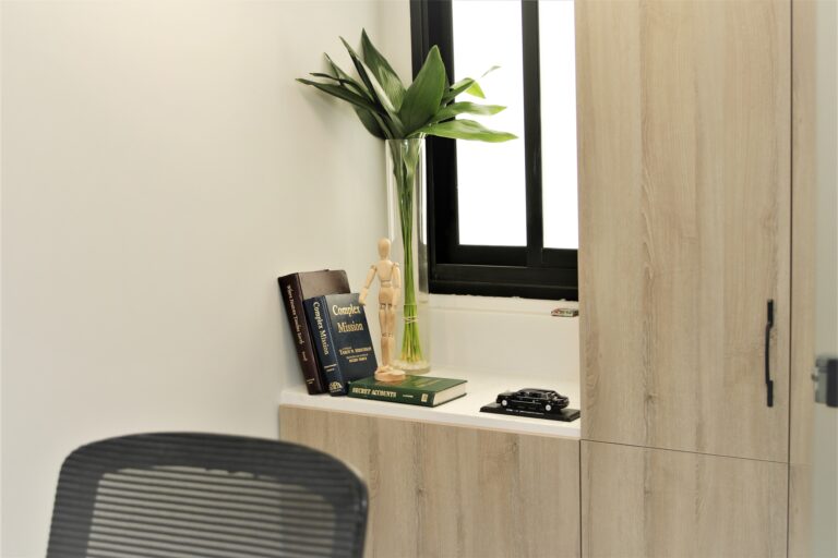 office window with decorative books